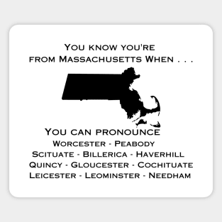 Massachusetts Town Names (Light Colors) Magnet